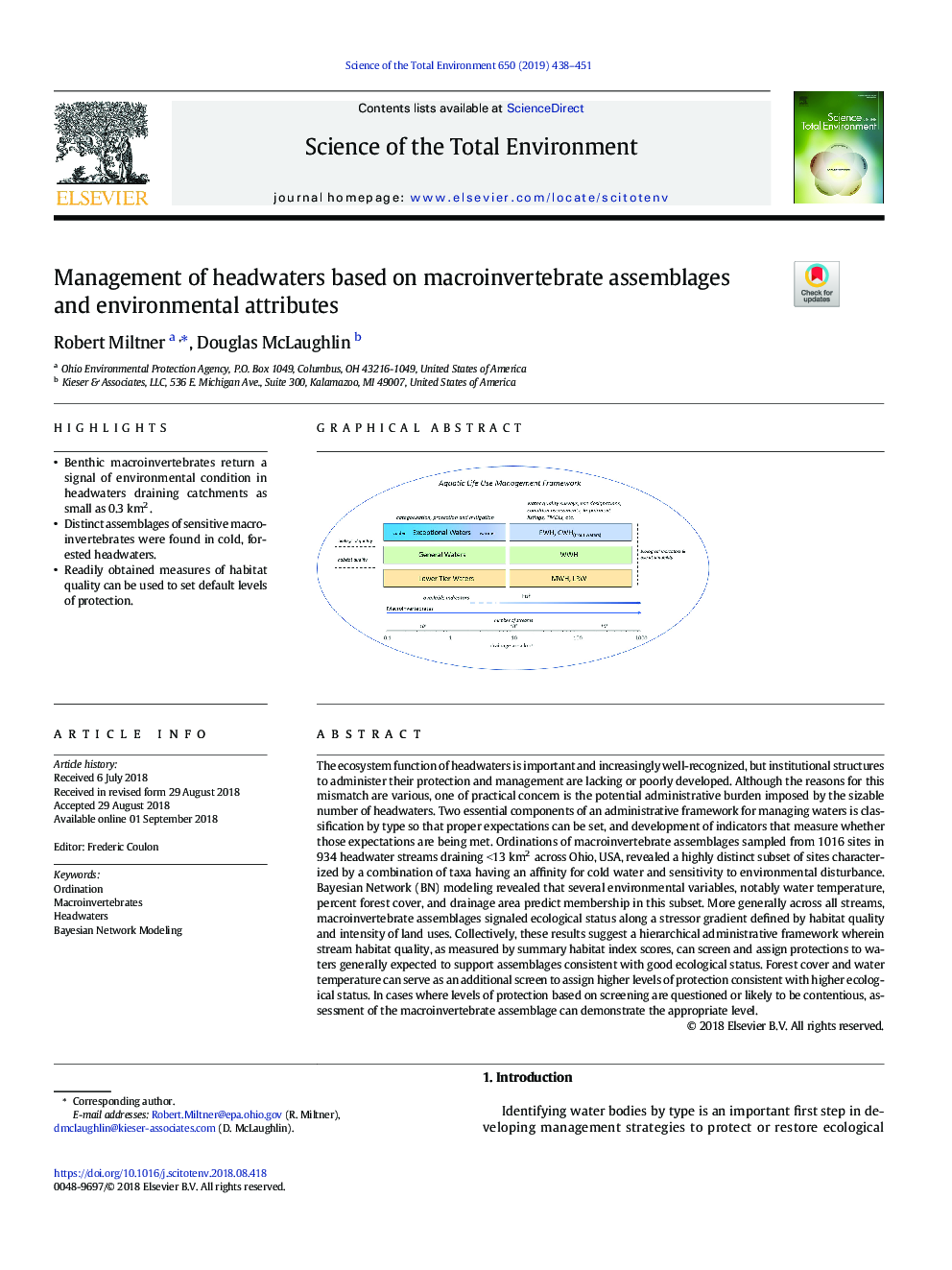 Management of headwaters based on macroinvertebrate assemblages and environmental attributes