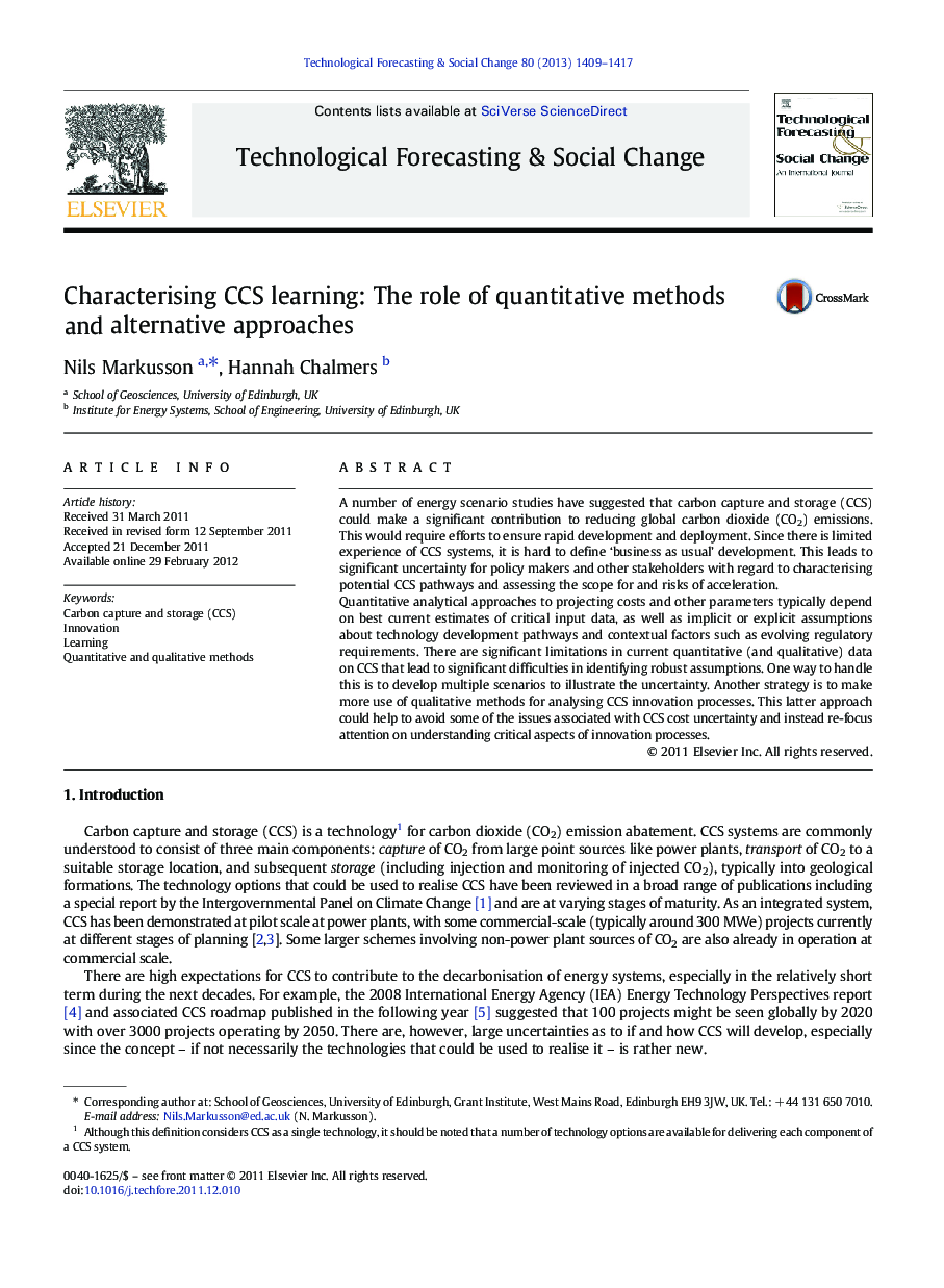 Characterising CCS learning: The role of quantitative methods and alternative approaches