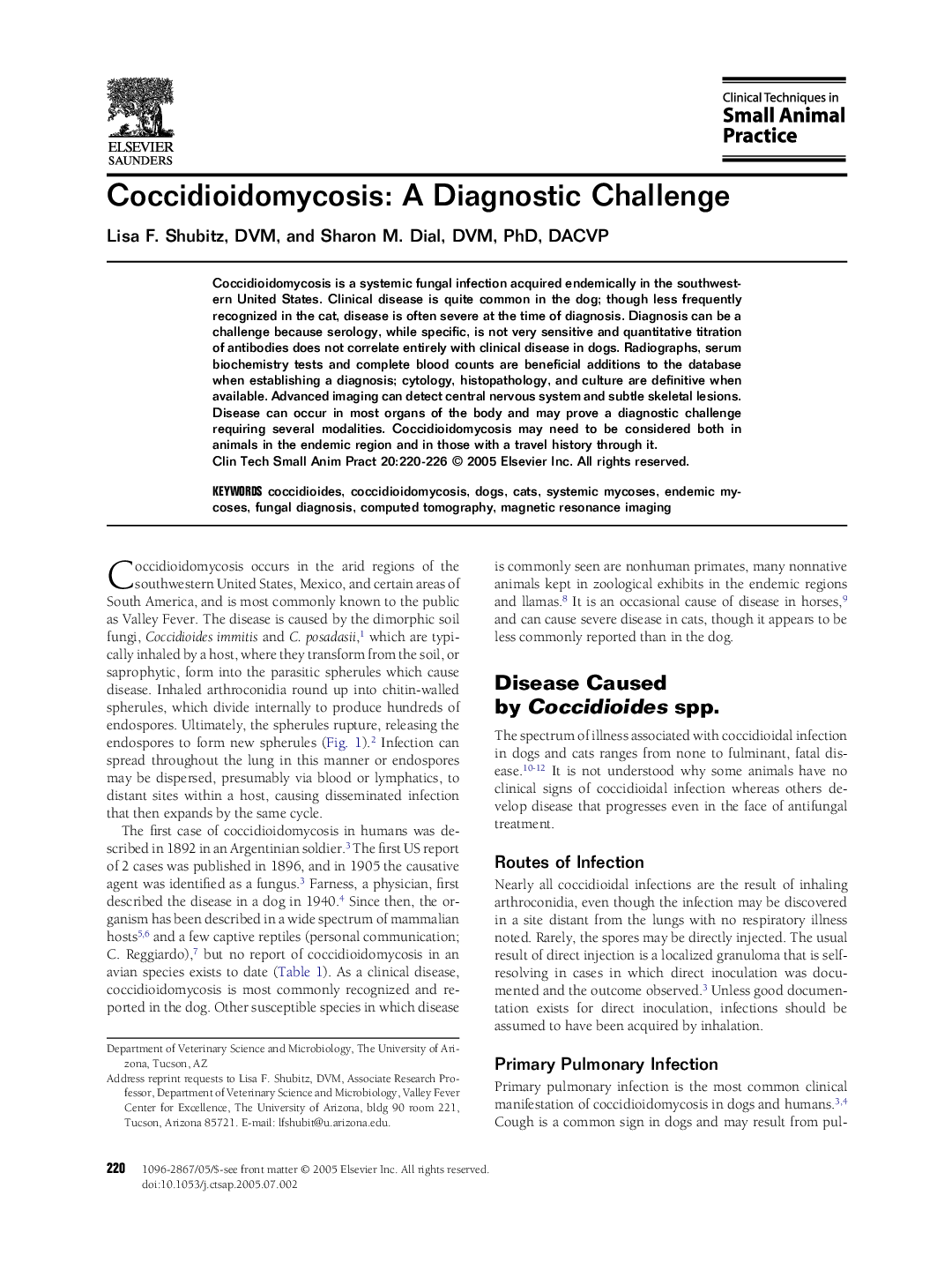 Coccidioidomycosis: A Diagnostic Challenge