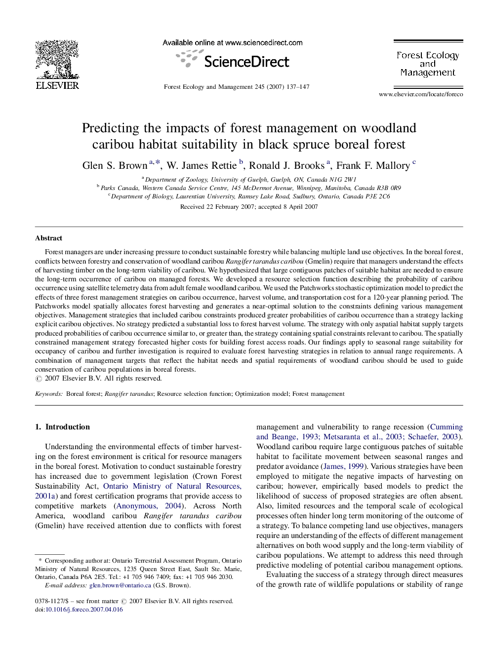 Predicting the impacts of forest management on woodland caribou habitat suitability in black spruce boreal forest