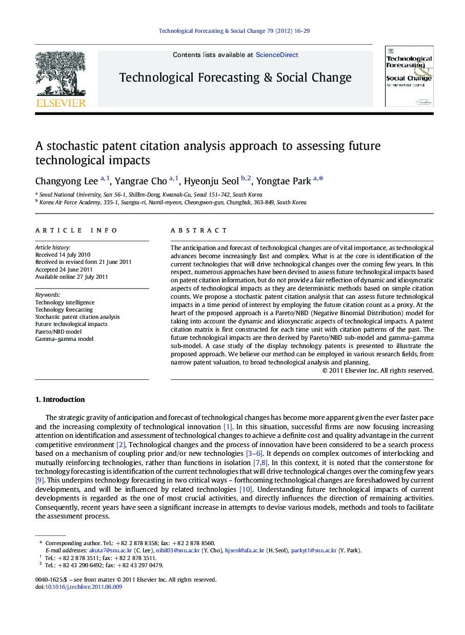 A stochastic patent citation analysis approach to assessing future technological impacts
