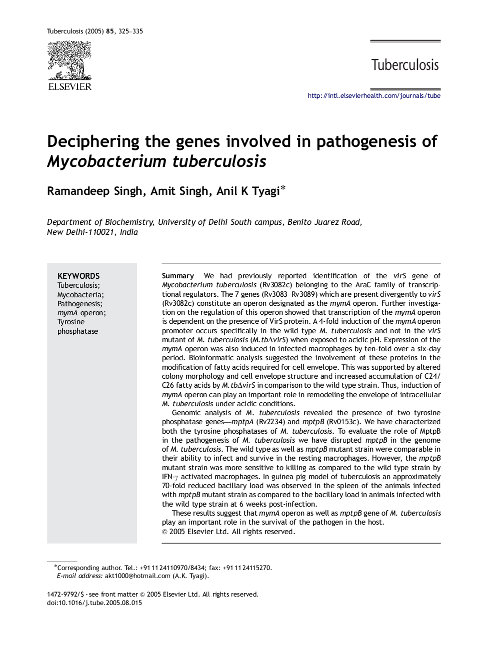 Deciphering the genes involved in pathogenesis of Mycobacterium tuberculosis