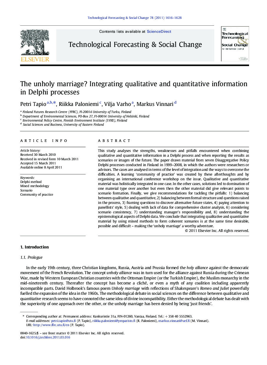 The unholy marriage? Integrating qualitative and quantitative information in Delphi processes