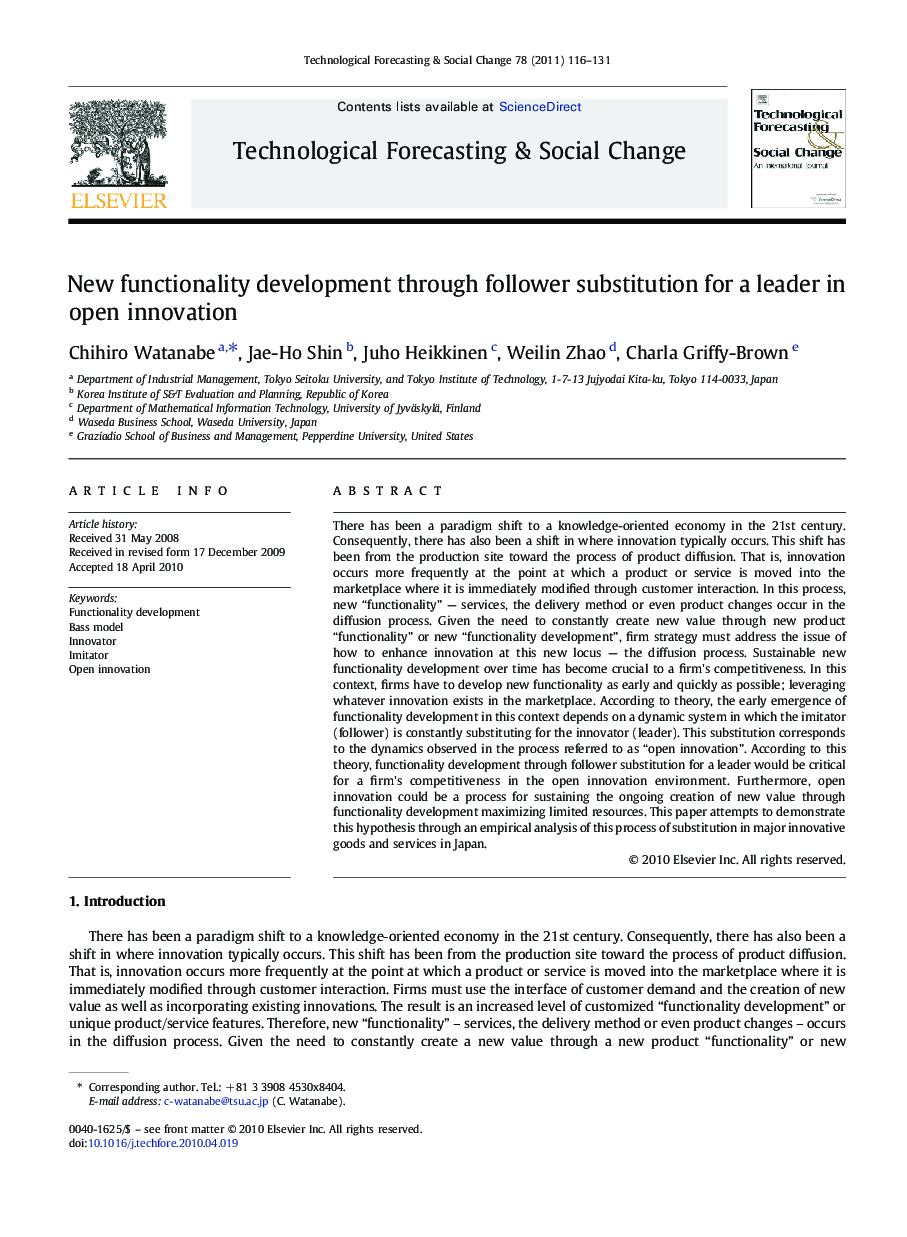 New functionality development through follower substitution for a leader in open innovation