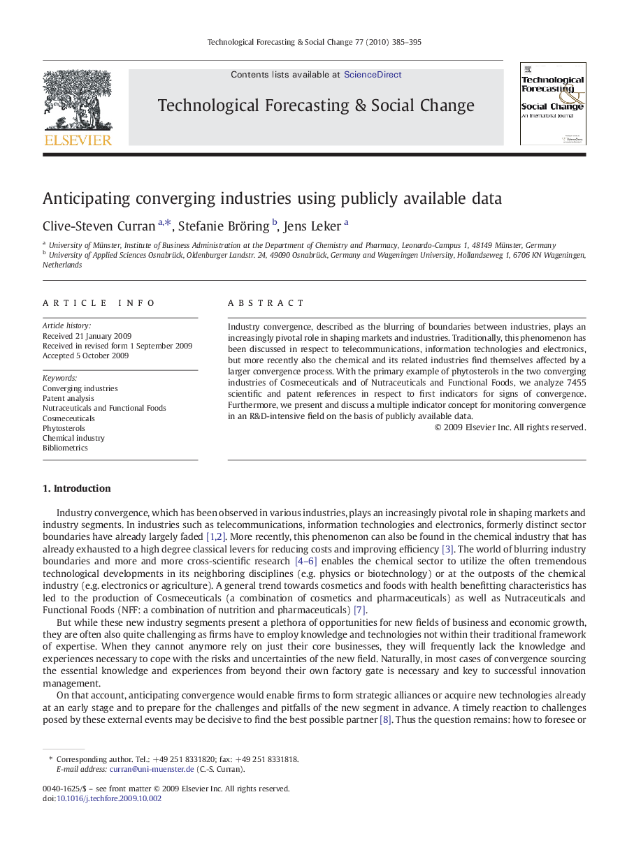 Anticipating converging industries using publicly available data