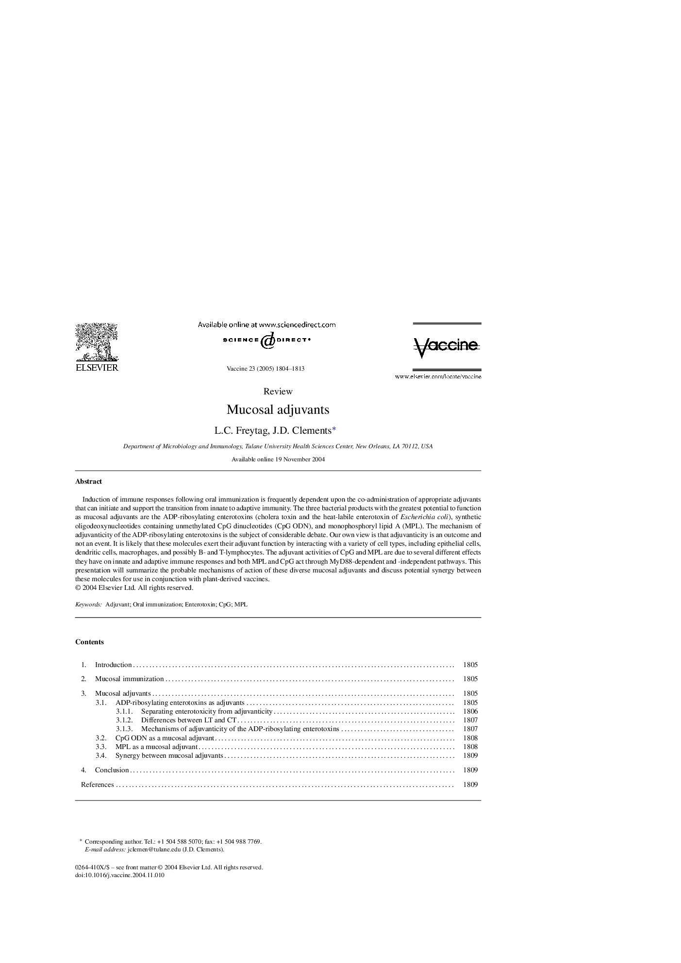 Mucosal adjuvants