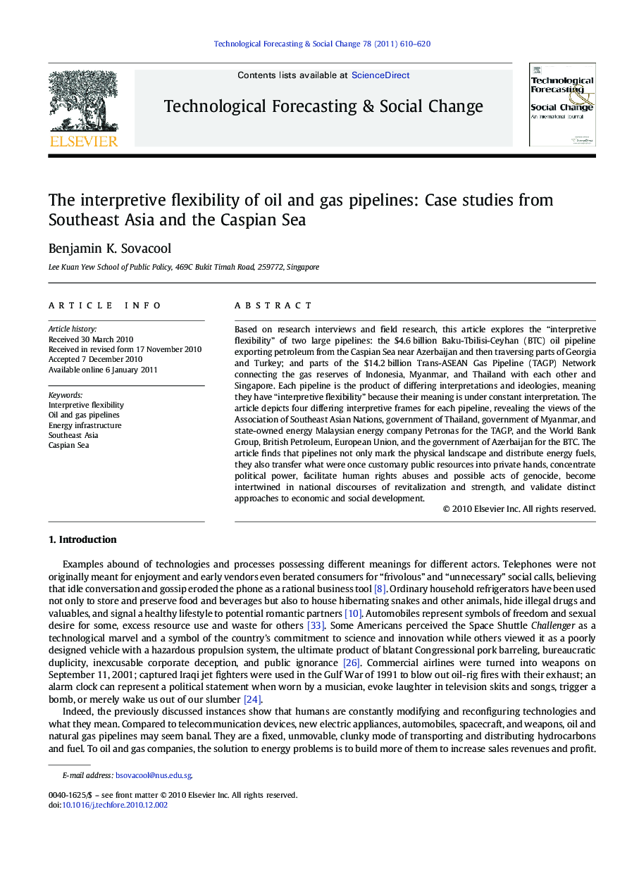 The interpretive flexibility of oil and gas pipelines: Case studies from Southeast Asia and the Caspian Sea