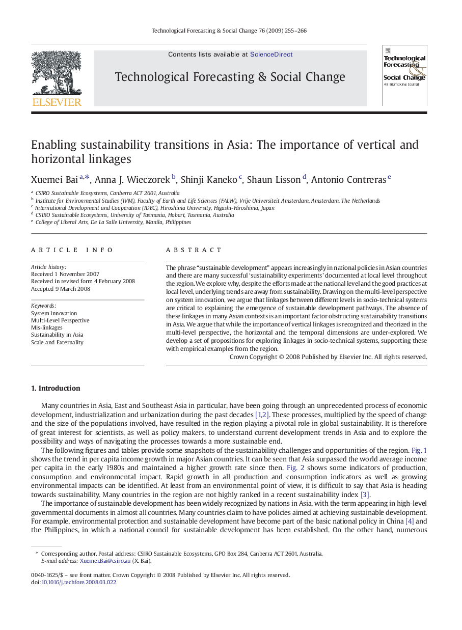 Enabling sustainability transitions in Asia: The importance of vertical and horizontal linkages