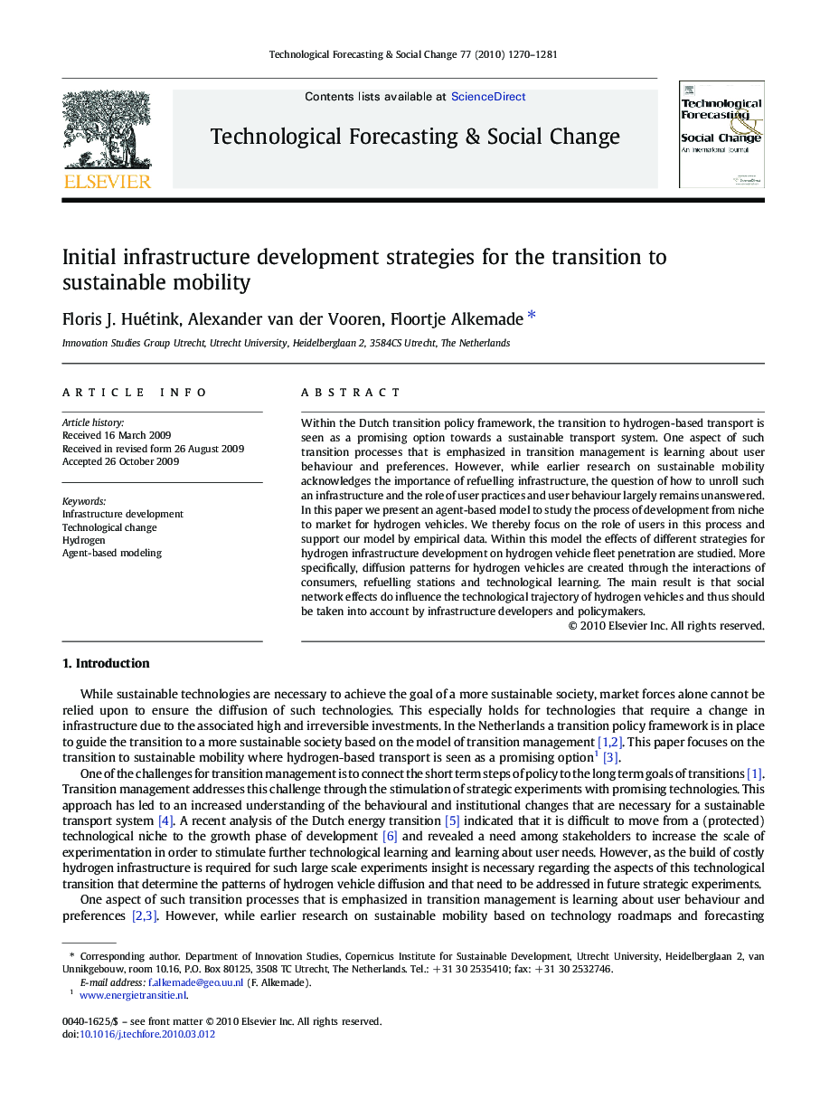 Initial infrastructure development strategies for the transition to sustainable mobility