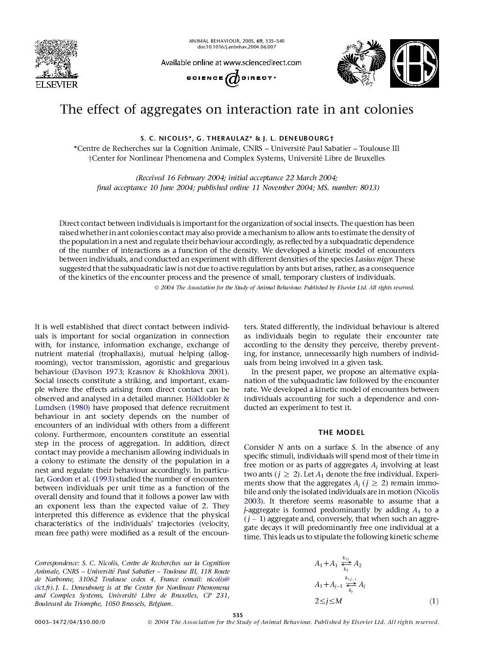 The effect of aggregates on interaction rate in ant colonies