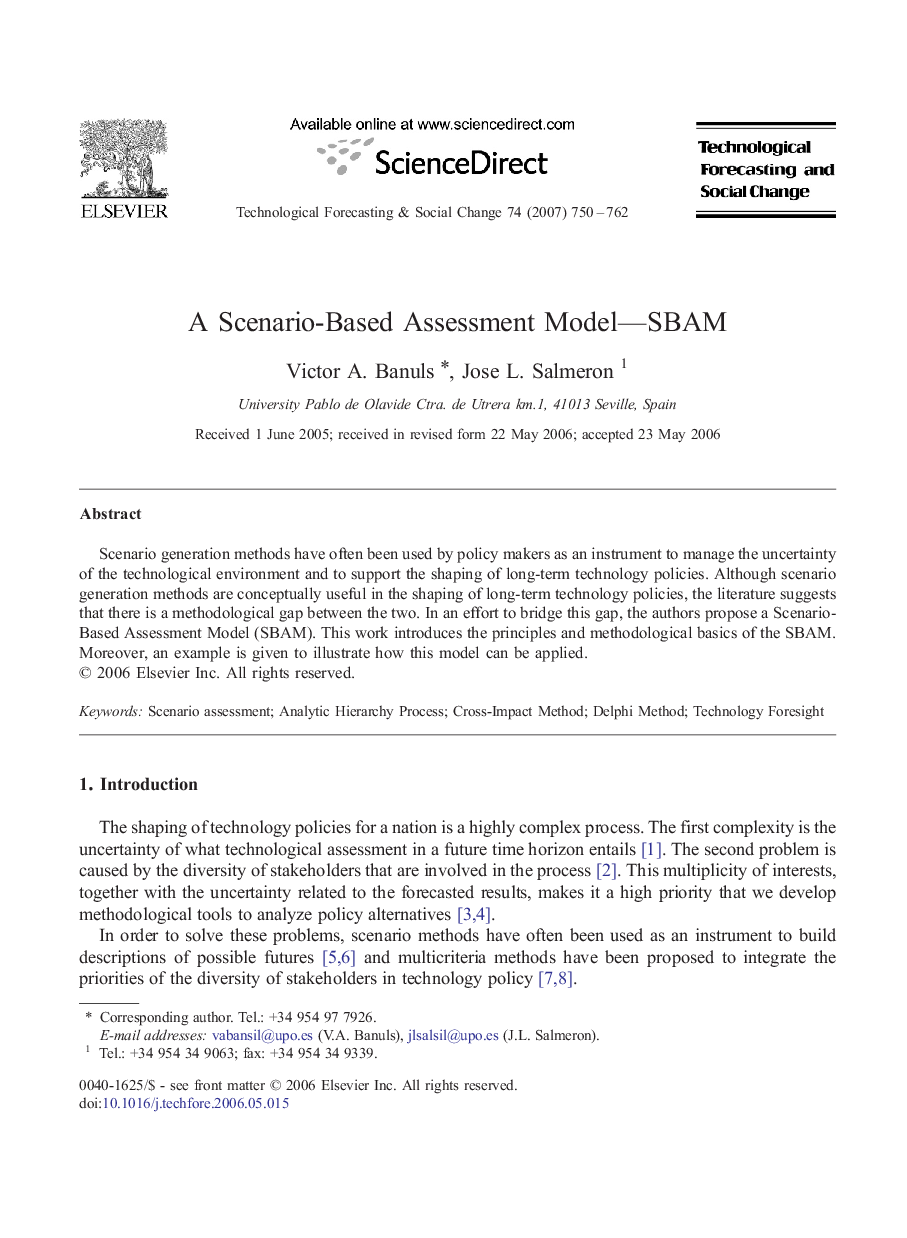 A Scenario-Based Assessment Model—SBAM