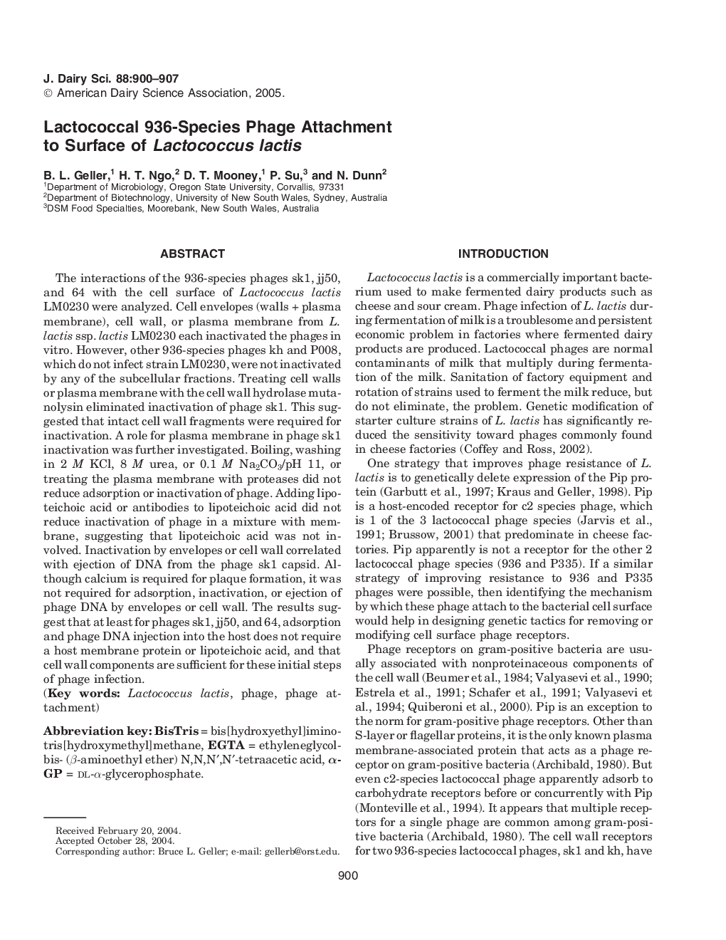 Lactococcal 936-Species Phage Attachment to Surface of Lactococcus lactis