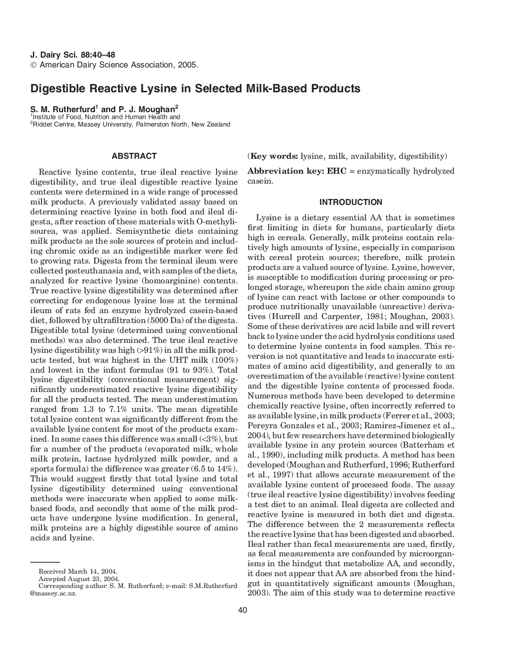 Digestible Reactive Lysine in Selected Milk-Based Products