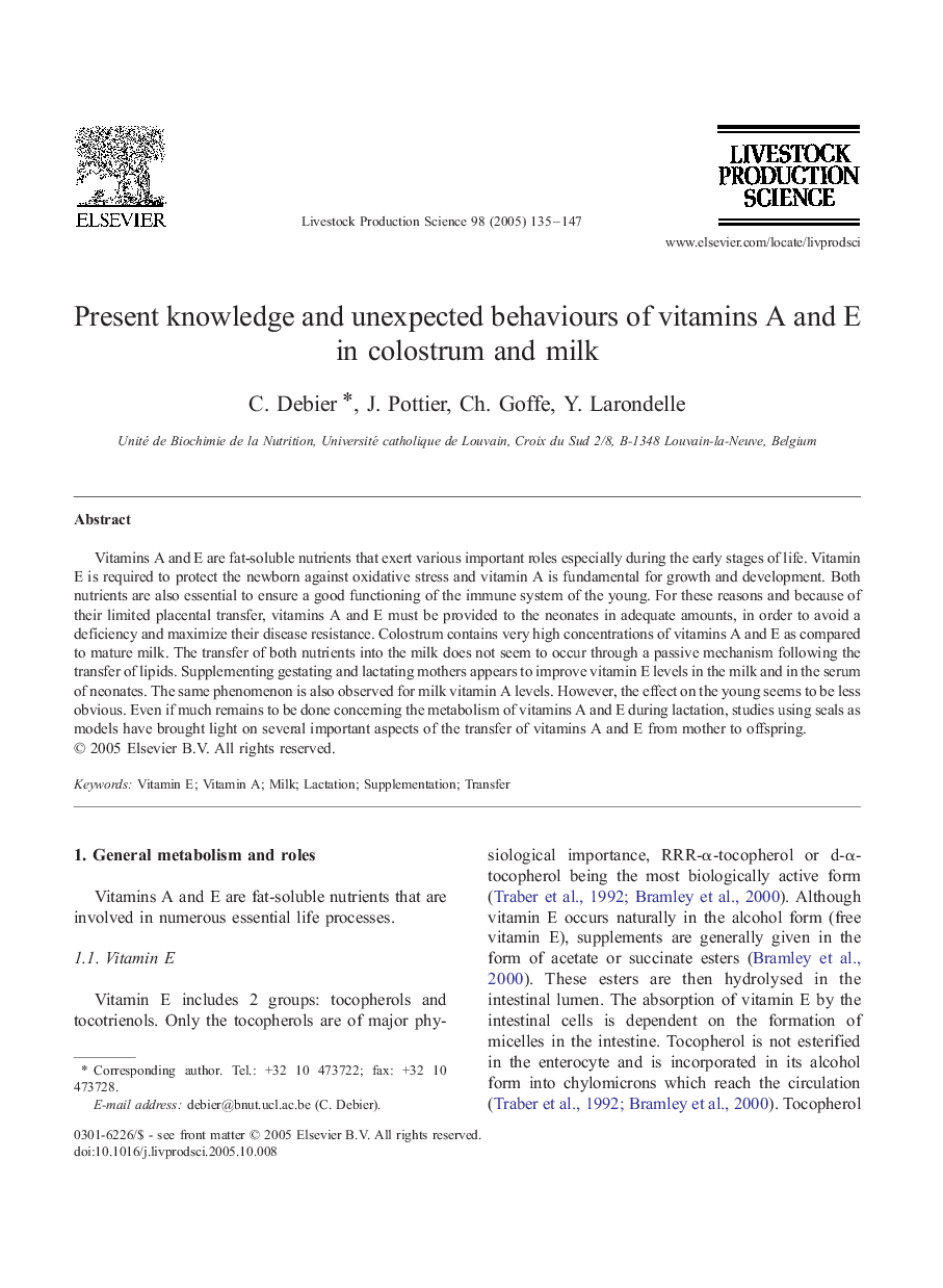 Present knowledge and unexpected behaviours of vitamins A and E in colostrum and milk