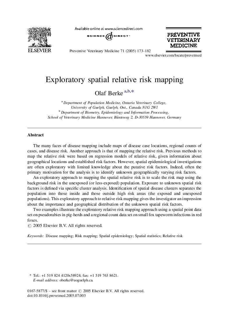 Exploratory spatial relative risk mapping