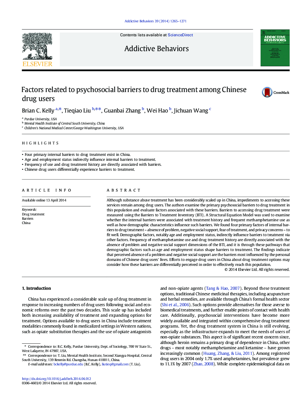 Factors related to psychosocial barriers to drug treatment among Chinese drug users