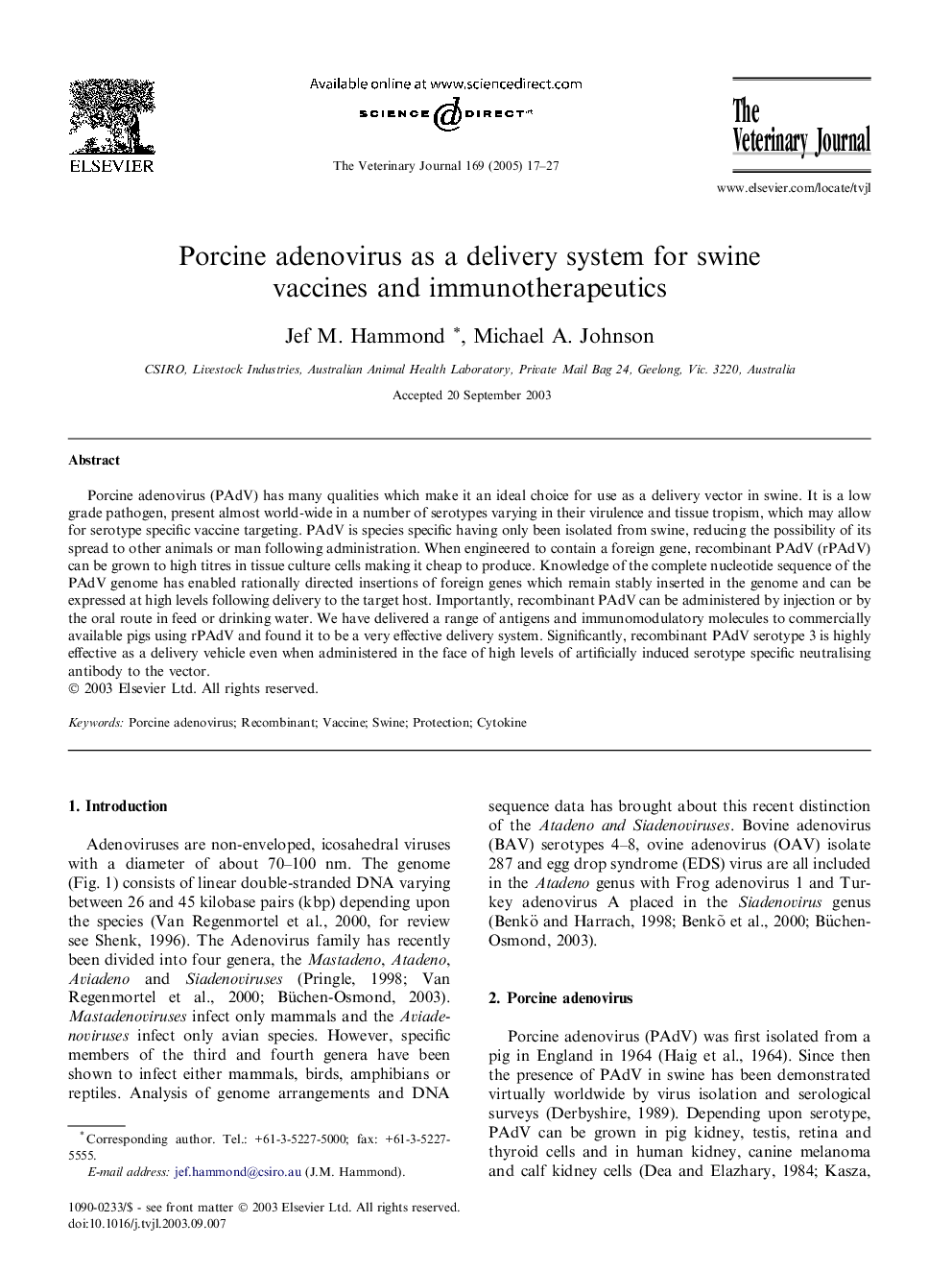 Porcine adenovirus as a delivery system for swine vaccines and immunotherapeutics