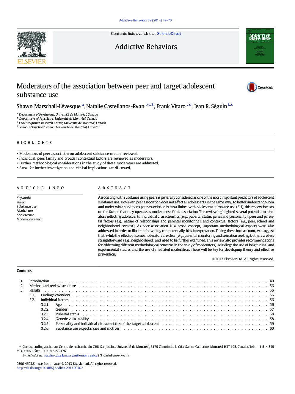 Moderators of the association between peer and target adolescent substance use