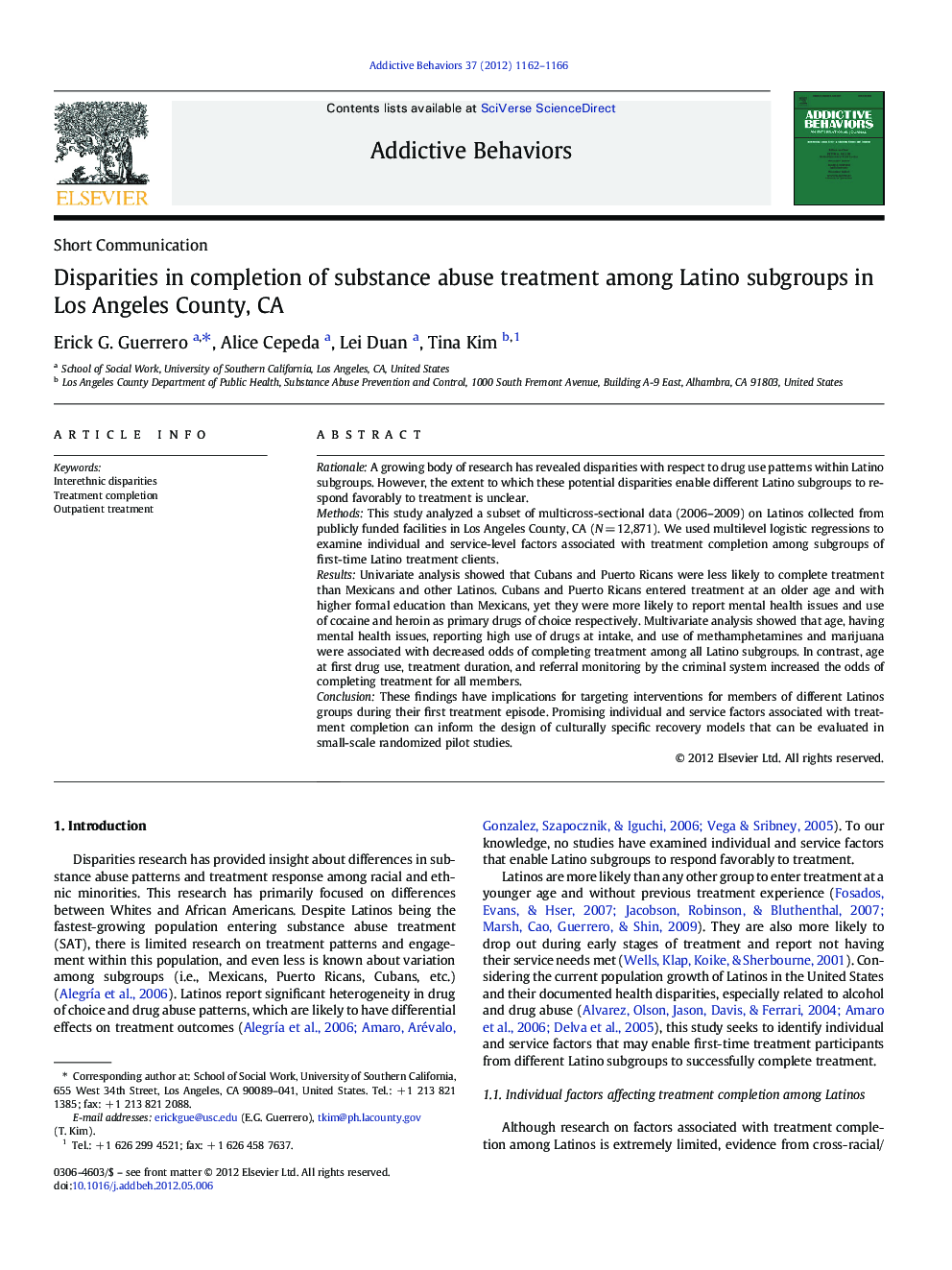 Disparities in completion of substance abuse treatment among Latino subgroups in Los Angeles County, CA