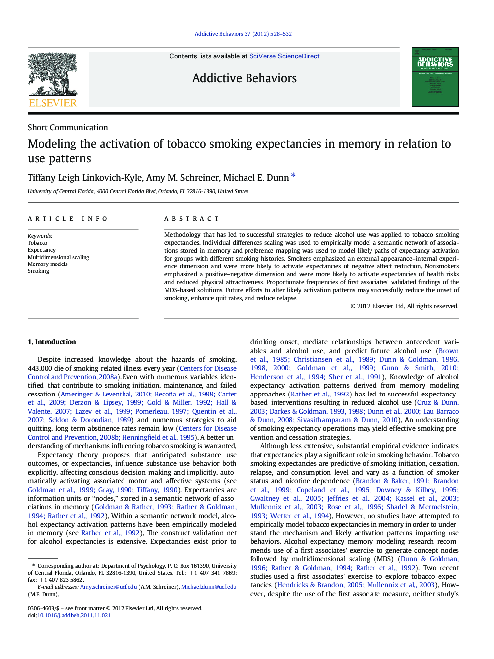 Modeling the activation of tobacco smoking expectancies in memory in relation to use patterns