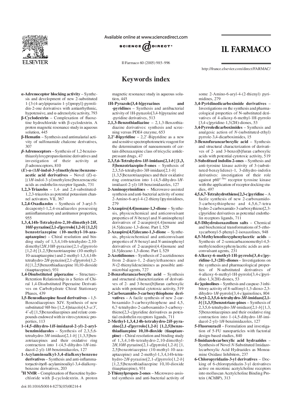 عکس صفحه اول مقاله: INDEX MOTS CLES 2005 INDEX MOTS CLES 2005