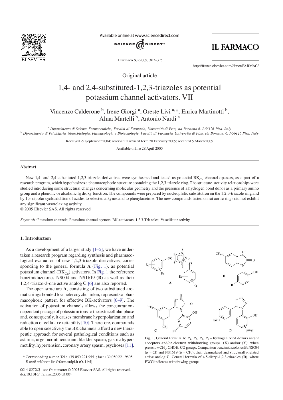 1,4- and 2,4-substituted-1,2,3-triazoles as potential potassium channel activators. VII