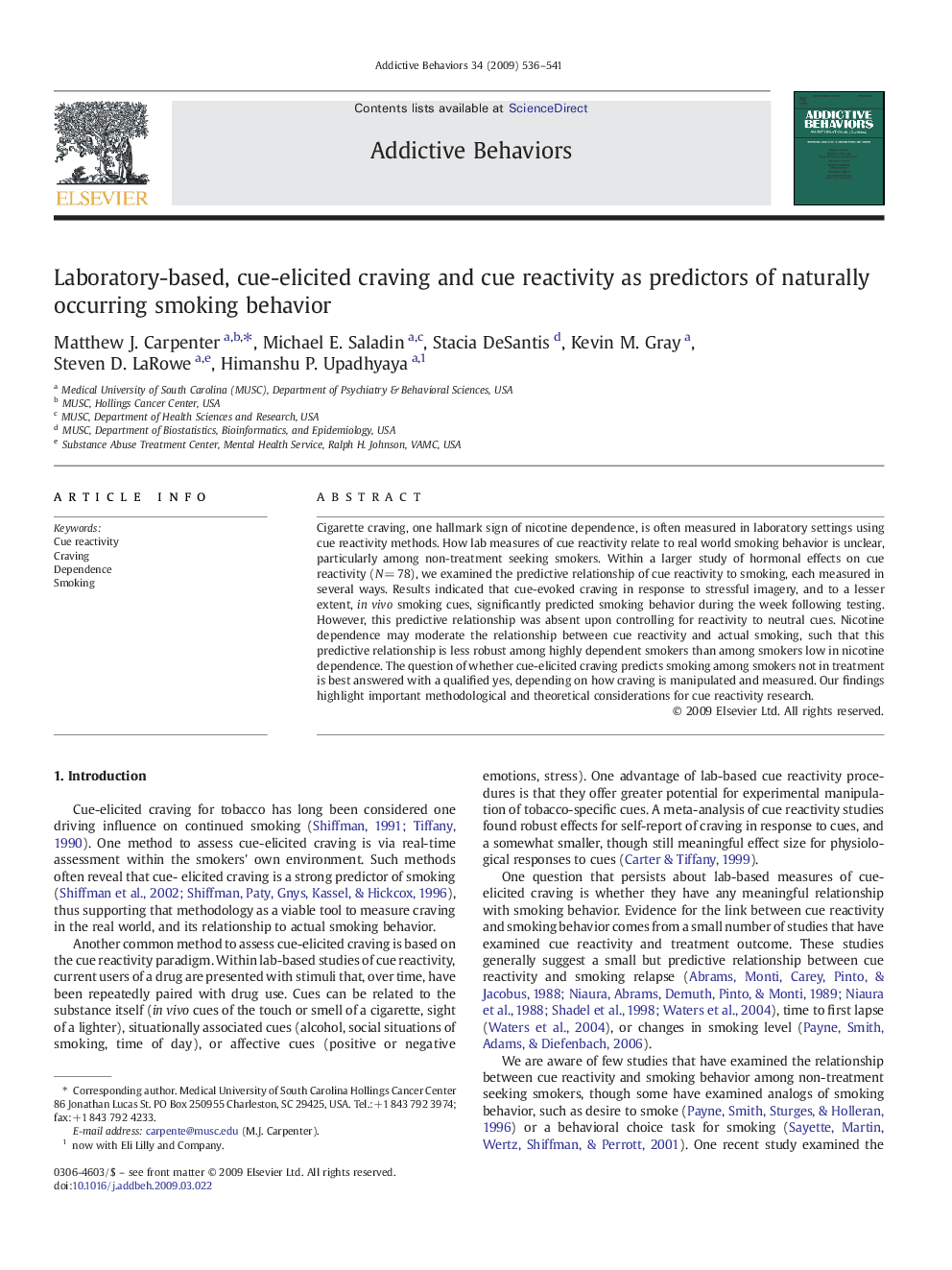 Laboratory-based, cue-elicited craving and cue reactivity as predictors of naturally occurring smoking behavior