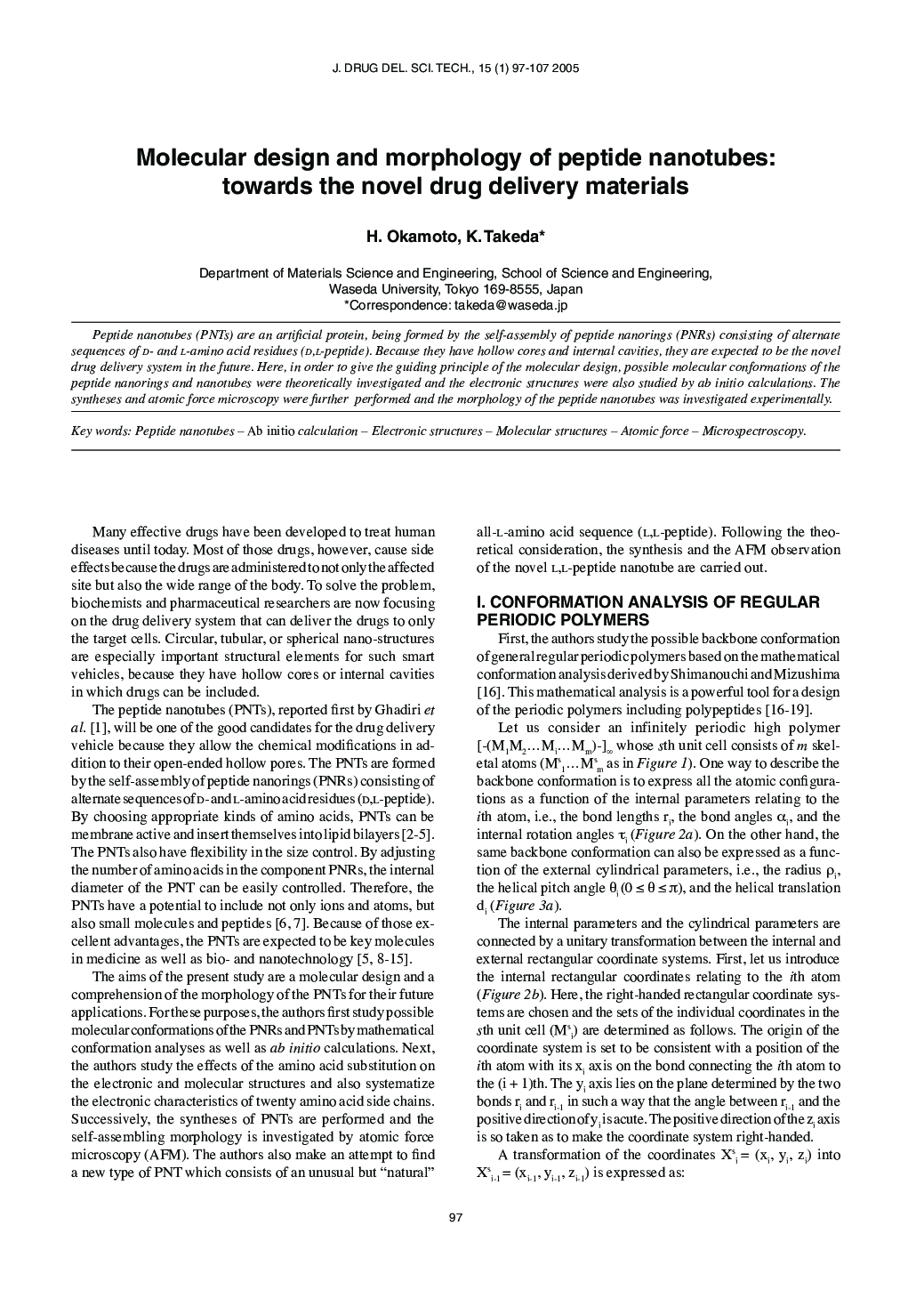 Molecular design and morphology of peptide nanotubes: towards the novel drug delivery materials