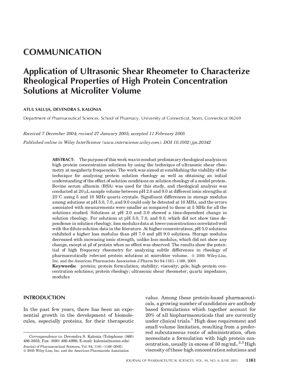 Application of Ultrasonic Shear Rheometer to Characterize Rheological Properties of High Protein Concentration Solutions at Microliter Volume