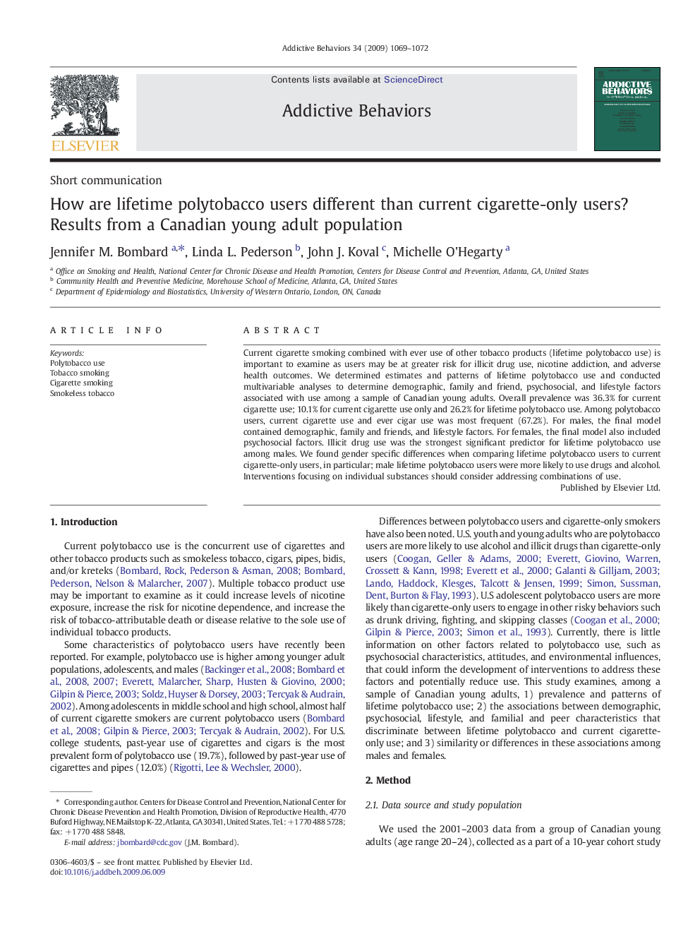 How are lifetime polytobacco users different than current cigarette-only users? Results from a Canadian young adult population