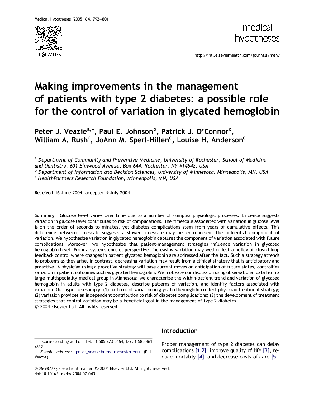 Making improvements in the management of patients with type 2 diabetes: a possible role for the control of variation in glycated hemoglobin