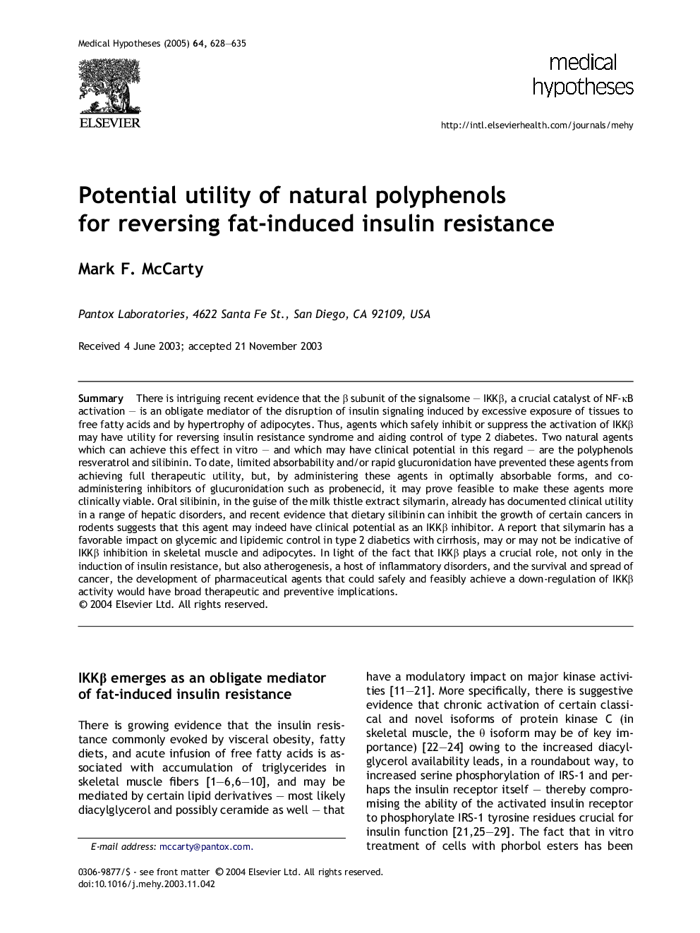 Potential utility of natural polyphenols for reversing fat-induced insulin resistance