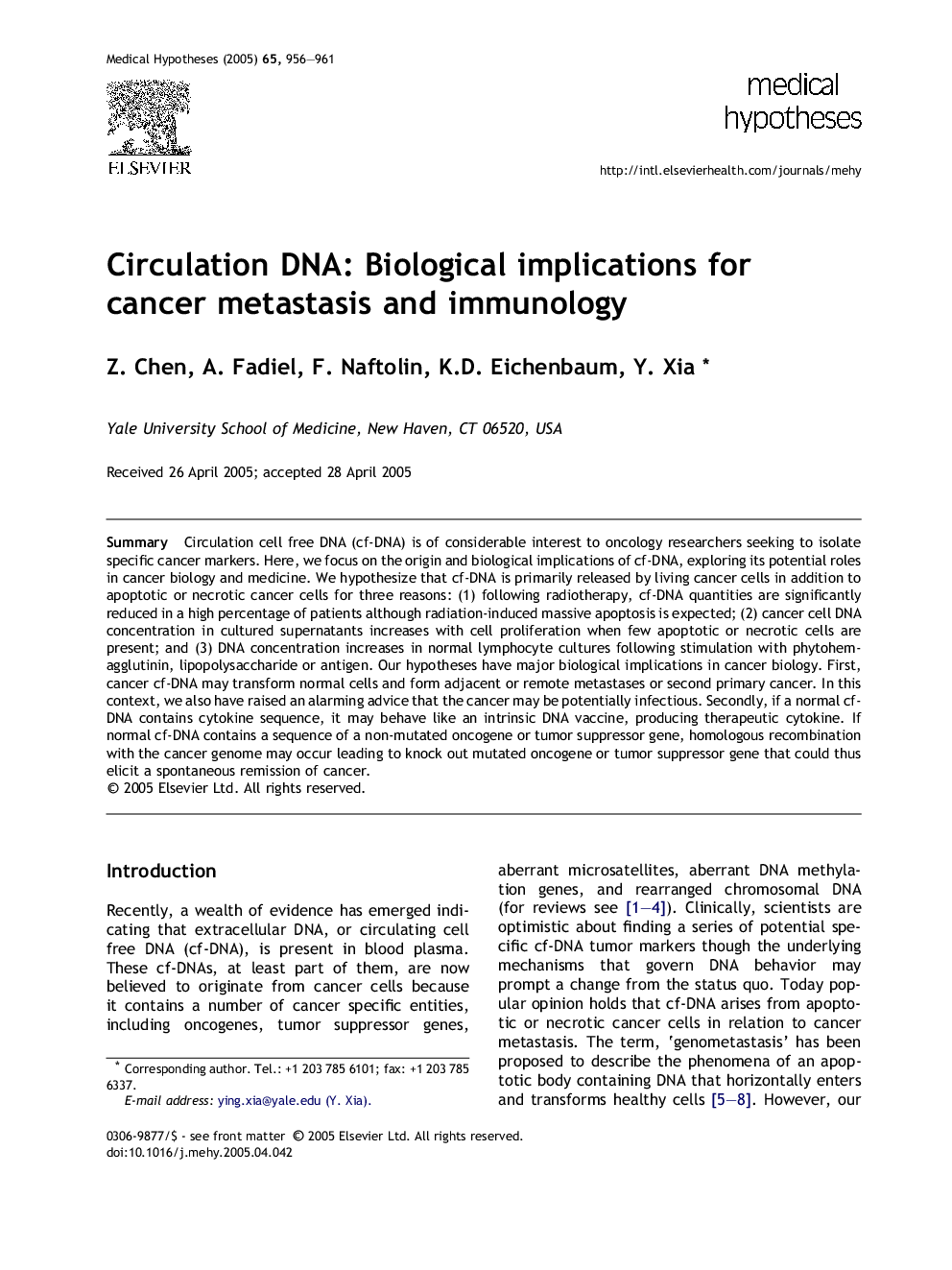 Circulation DNA: Biological implications for cancer metastasis and immunology