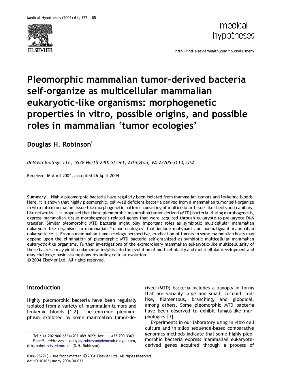 Pleomorphic mammalian tumor-derived bacteria self-organize as multicellular mammalian eukaryotic-like organisms: morphogenetic properties in vitro, possible origins, and possible roles in mammalian `tumor ecologies'