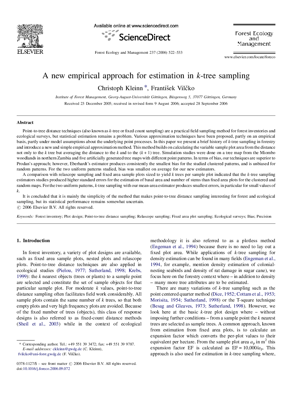 A new empirical approach for estimation in k-tree sampling