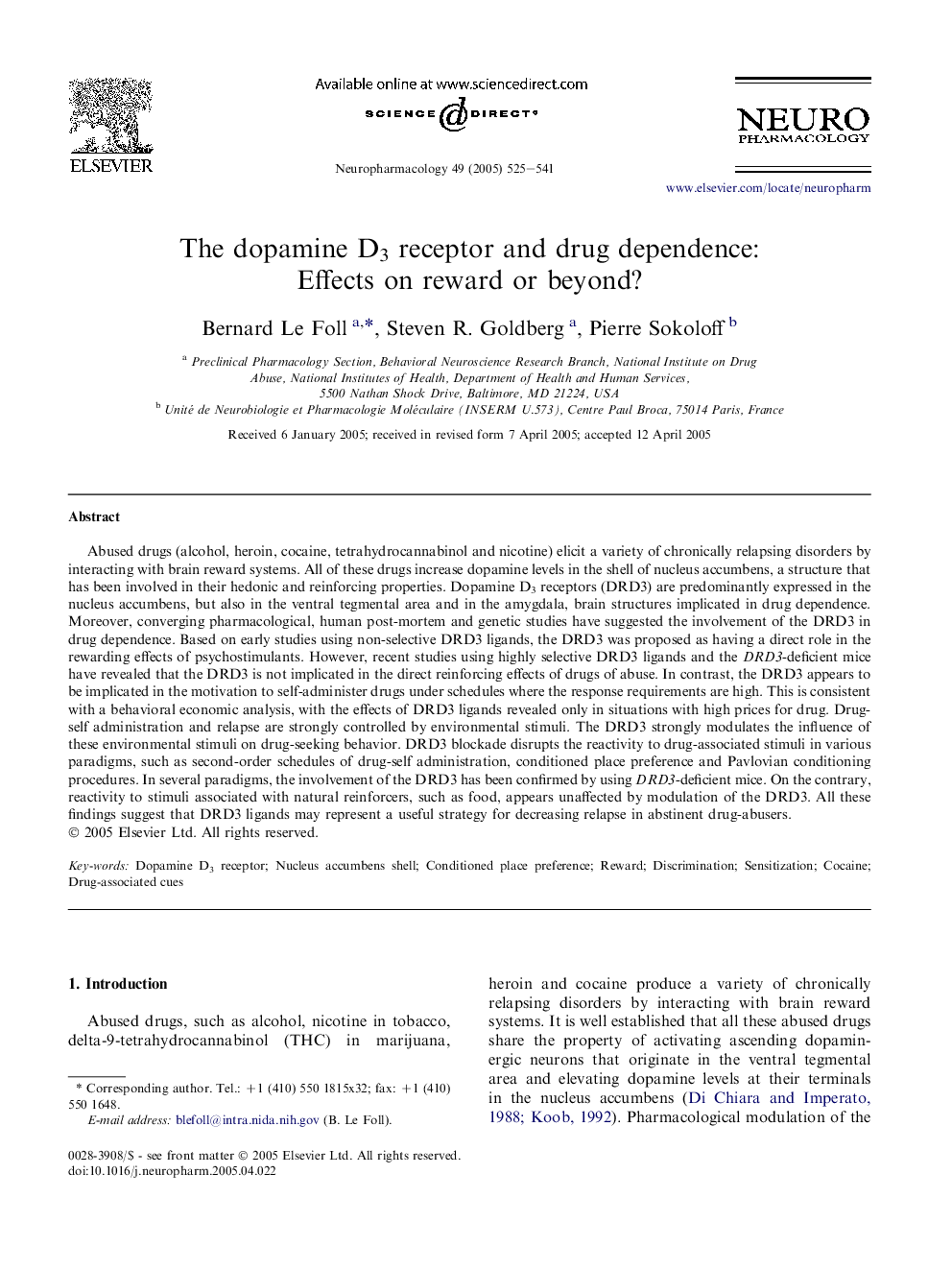 The dopamine D3 receptor and drug dependence: Effects on reward or beyond?