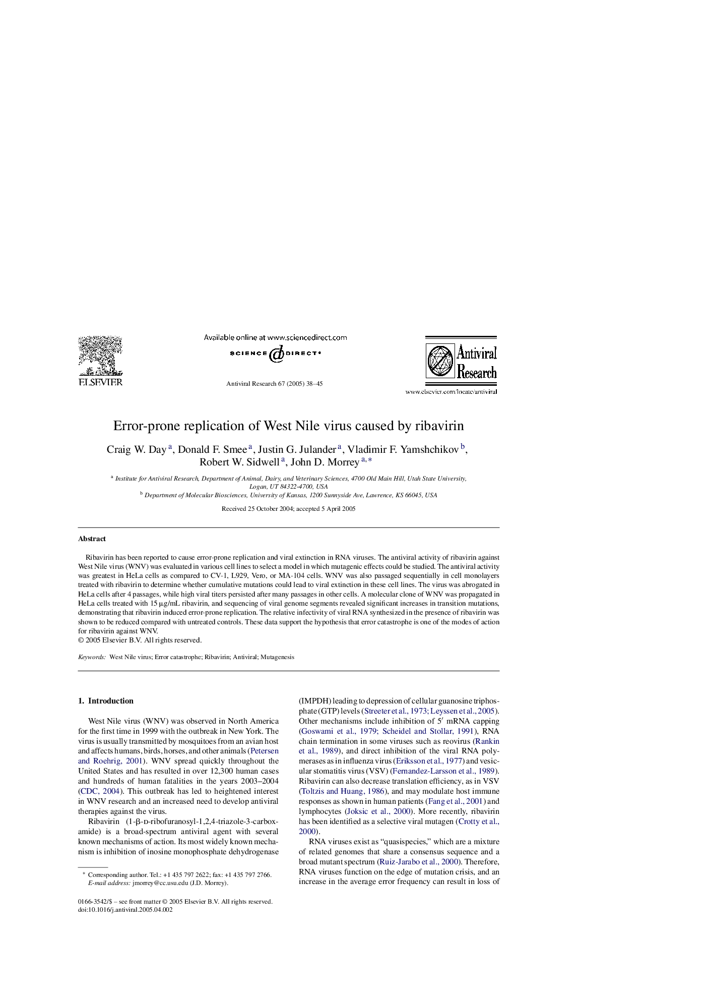 Error-prone replication of West Nile virus caused by ribavirin