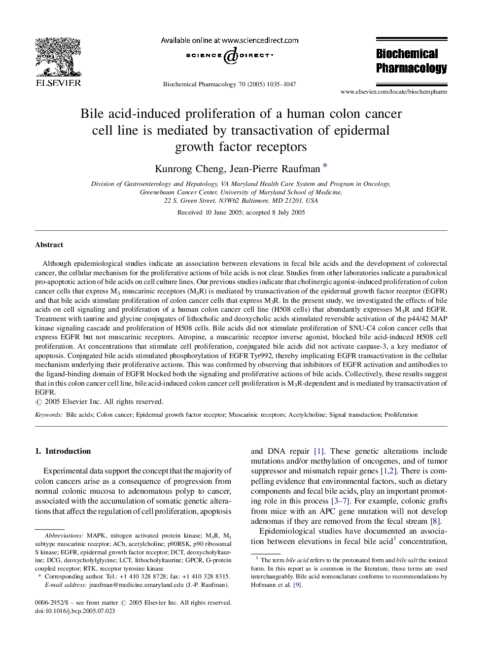 عکس صفحه اول مقاله: Bile acid-induced proliferation of a human colon cancer cell line is mediated by transactivation of epidermal growth factor receptors Bile acid-induced proliferation of a human colon cancer cell line is mediated by transactivation of epidermal growth factor receptors