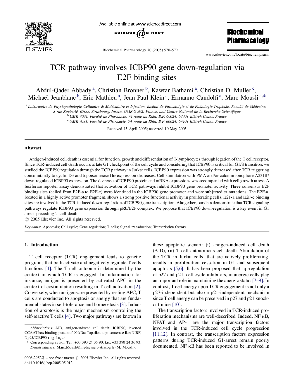 TCR pathway involves ICBP90 gene down-regulation via E2F binding sites