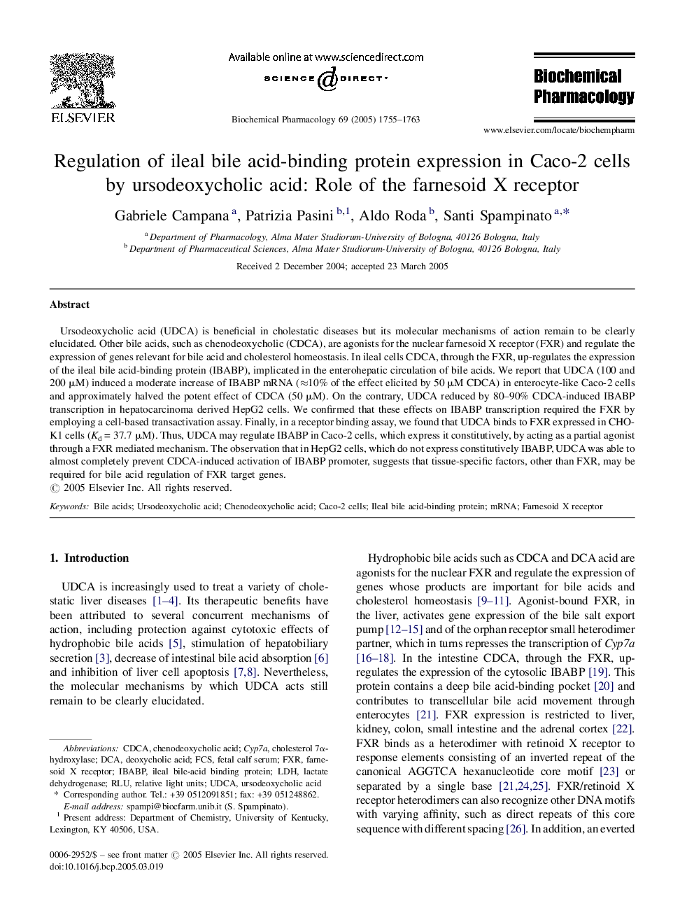 Regulation of ileal bile acid-binding protein expression in Caco-2 cells by ursodeoxycholic acid: Role of the farnesoid X receptor