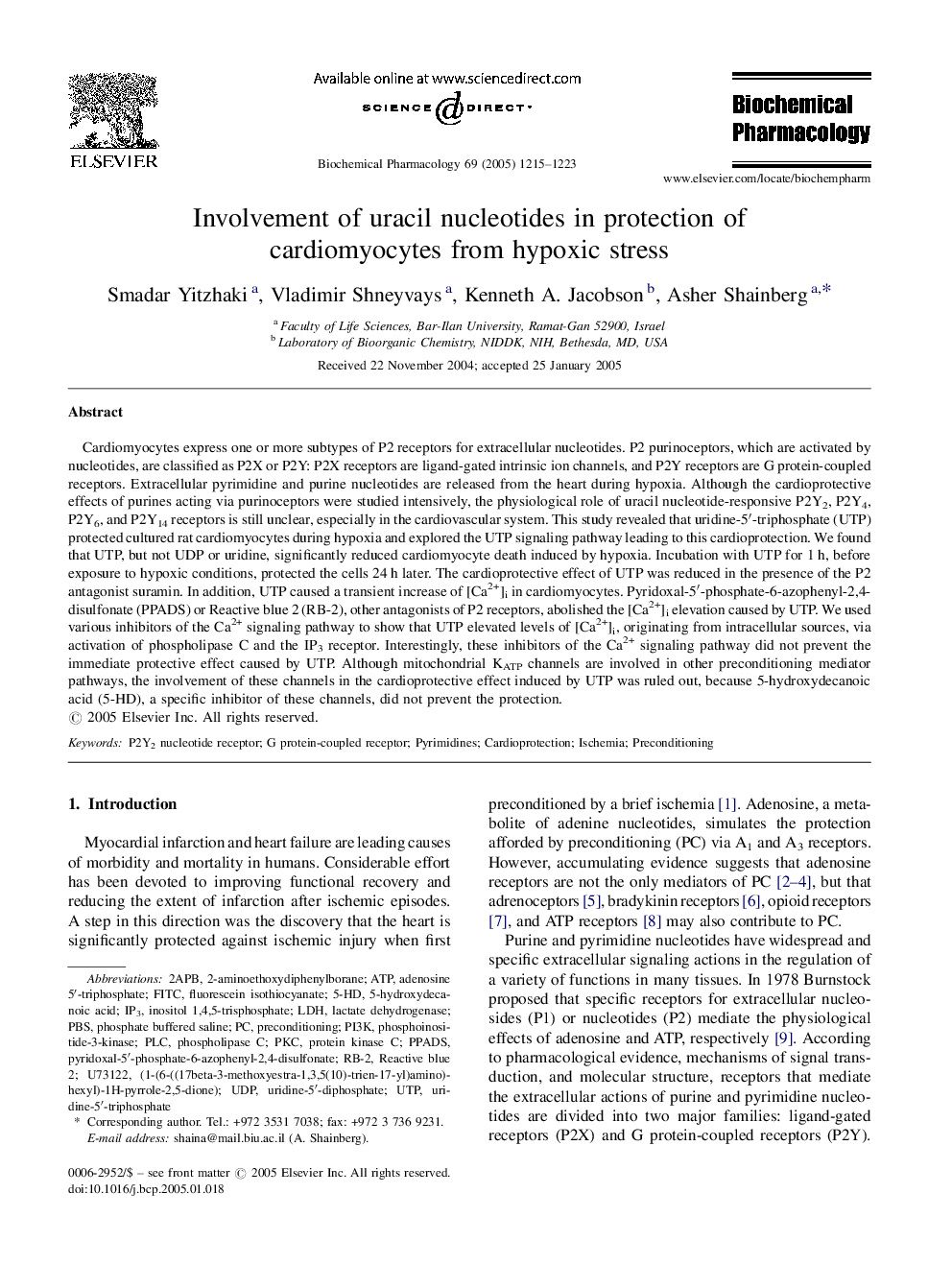 Involvement of uracil nucleotides in protection of cardiomyocytes from hypoxic stress