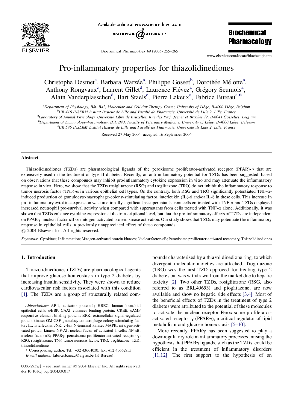 Pro-inflammatory properties for thiazolidinediones