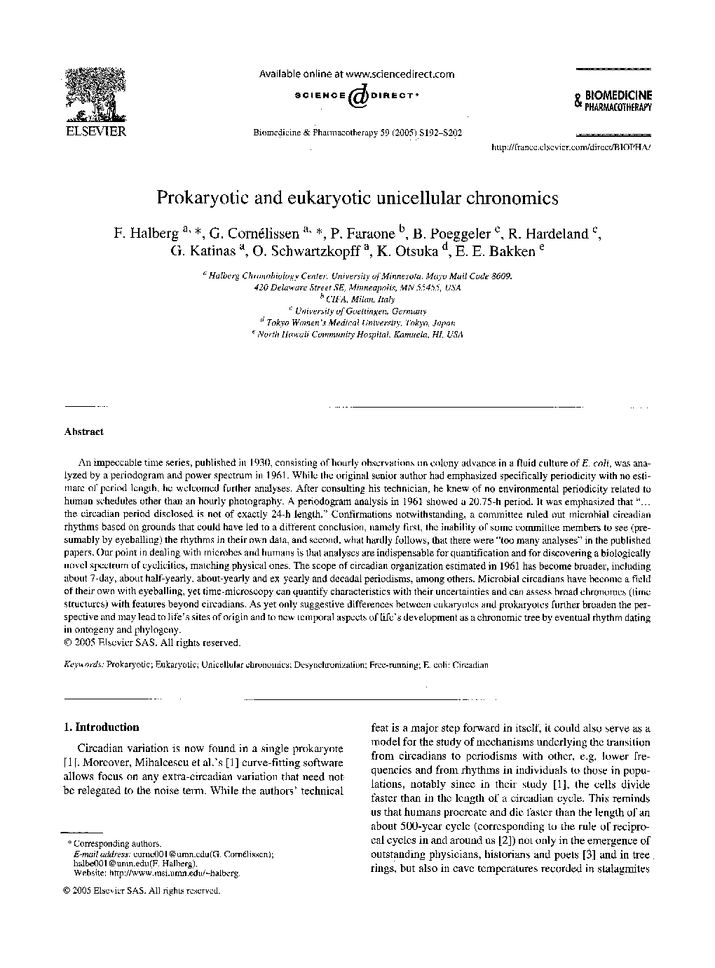 Prokaryotic and eukaryotic unicellular chronomics