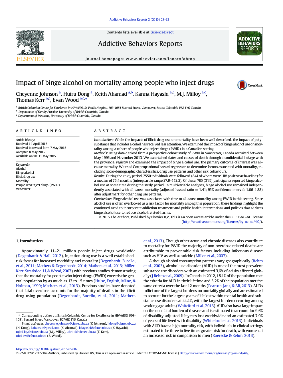 Impact of binge alcohol on mortality among people who inject drugs