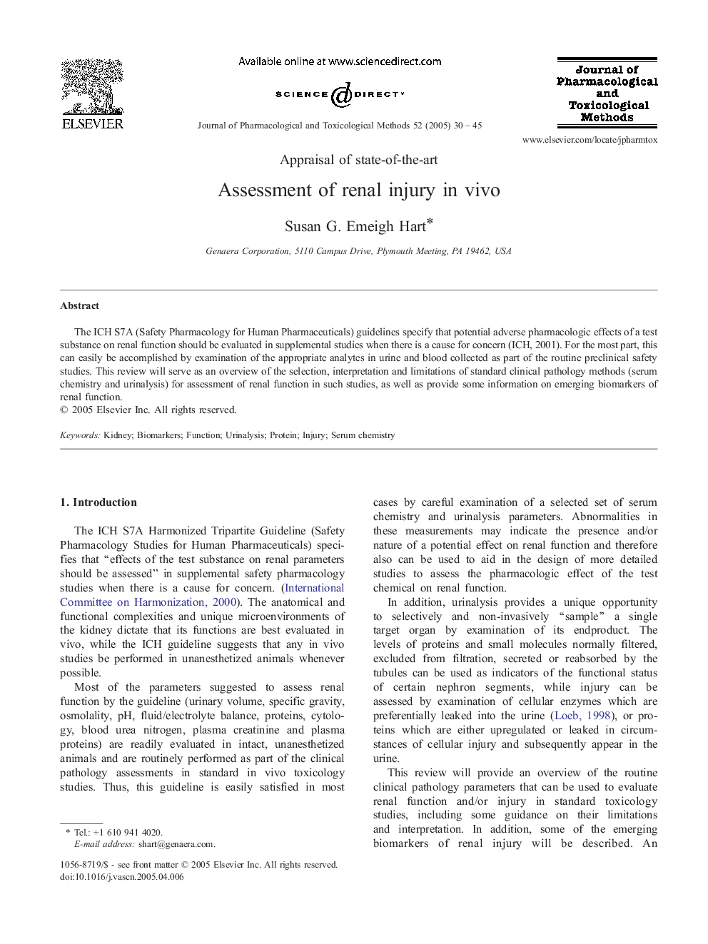 Assessment of renal injury in vivo