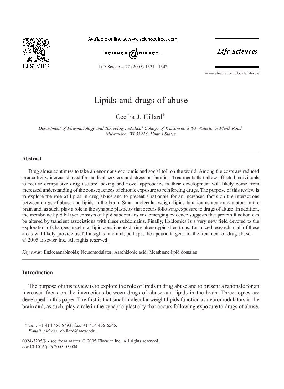 Lipids and drugs of abuse