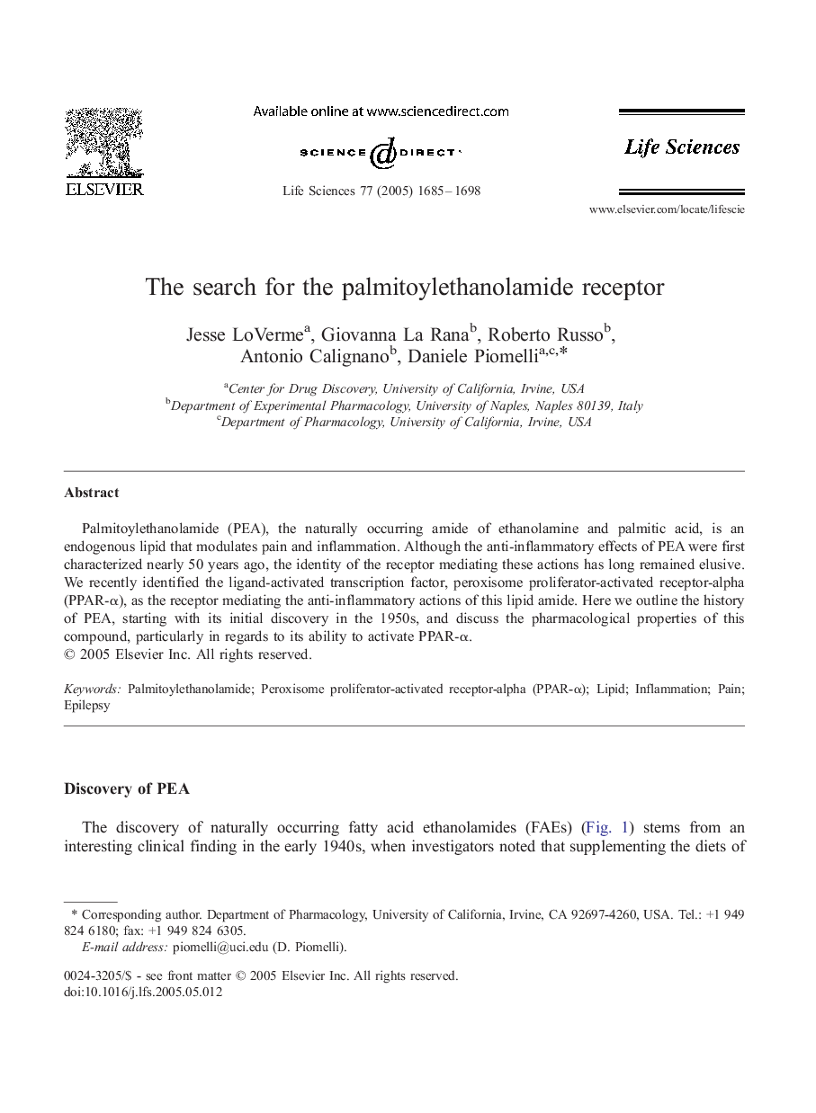 The search for the palmitoylethanolamide receptor