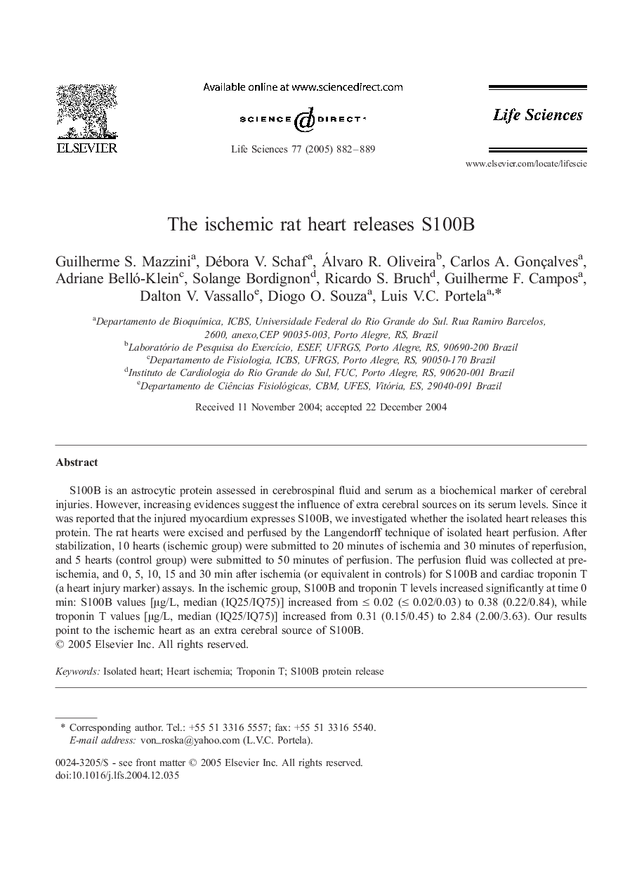 The ischemic rat heart releases S100B