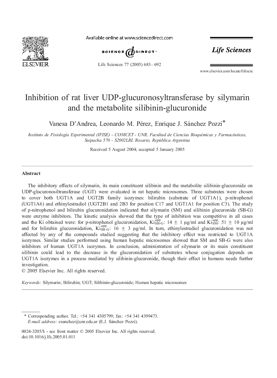 Inhibition of rat liver UDP-glucuronosyltransferase by silymarin and the metabolite silibinin-glucuronide