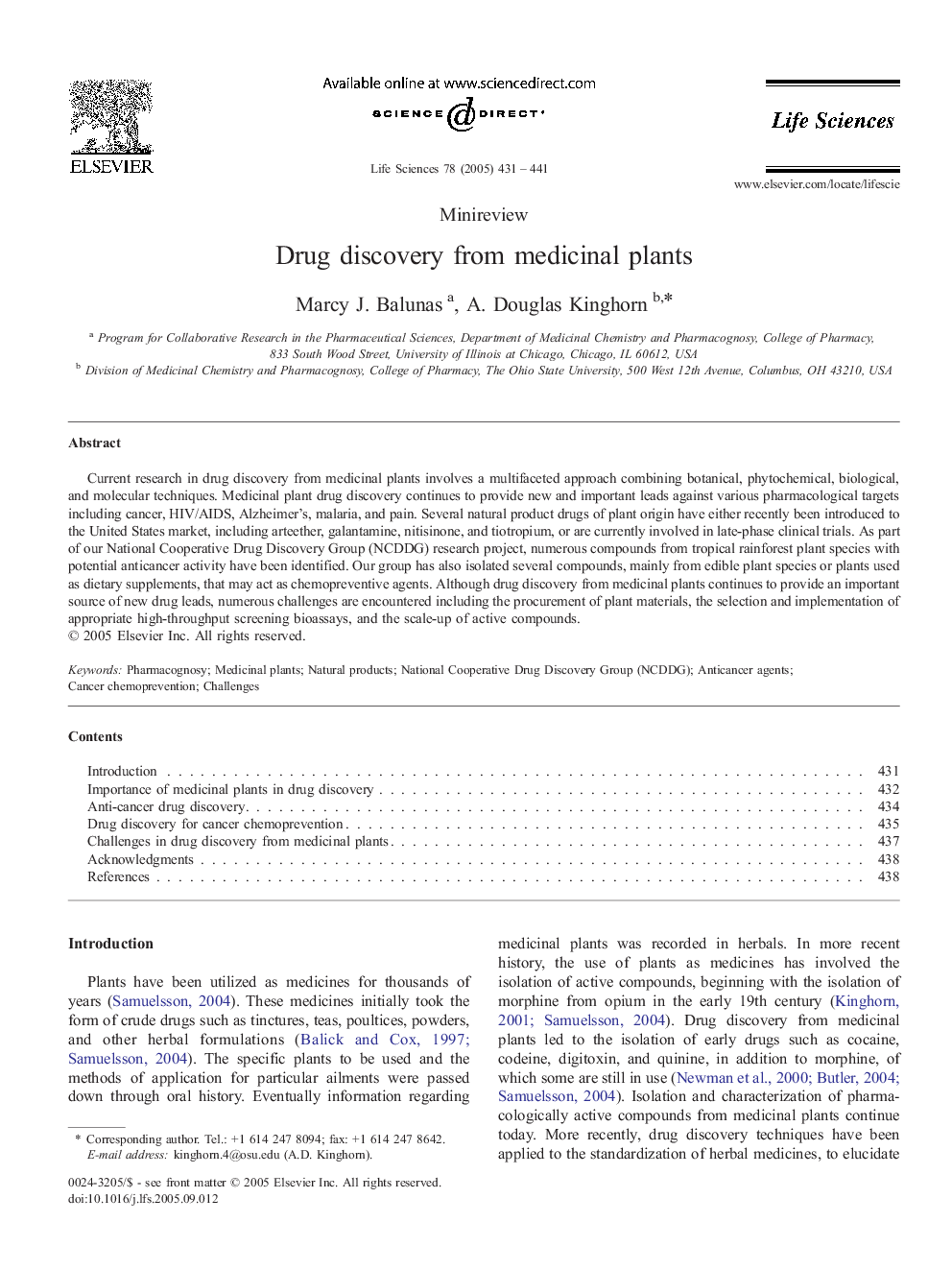 Drug discovery from medicinal plants